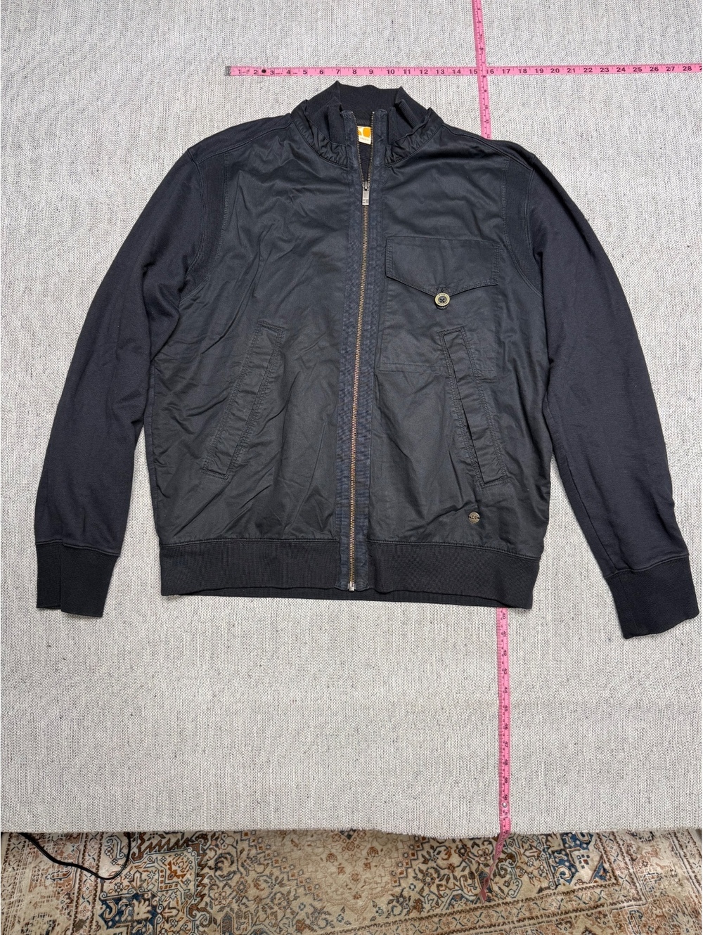 BOSS Men's Orange Black Zip-Up Jacket with Button Pocket XXL